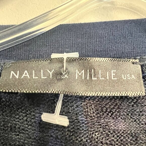 Nally & Millie Women's V-Neck Top 3/4 Sleeve Blue/Multi Print Size S/M - Picture 8 of 9